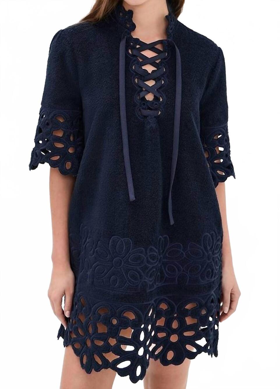 NEW SEA leila cover up mini dress in navy